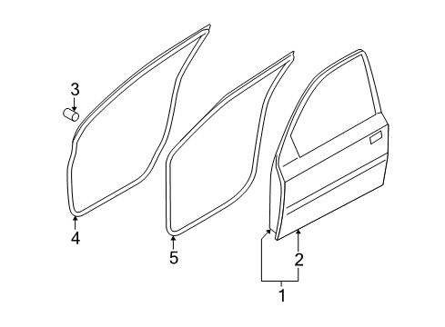 2009 Hyundai Accent Front Door Weatherstrip-Front Door Body Side RH Diagram for 82120-1E001