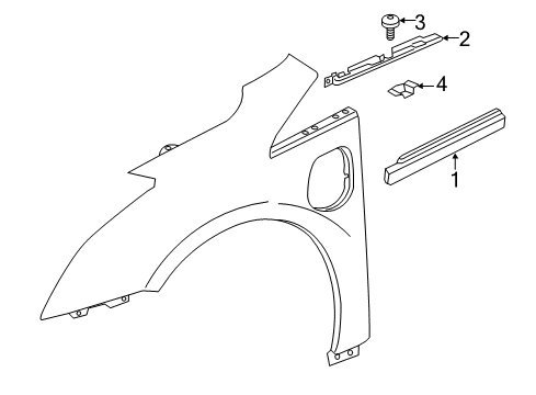 2016 Cadillac ELR Exterior Trim - Fender Belt Molding Diagram for 22891993