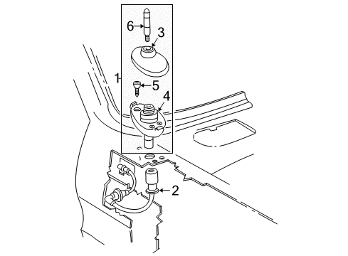 2005 Ford E-150 Antenna & Radio Upper Plate Diagram for 3C2Z-18936-AA