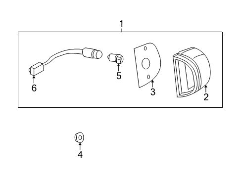 1998 Nissan Pathfinder Bulbs Lamp Assembly-Licence Diagram for 26510-0W000