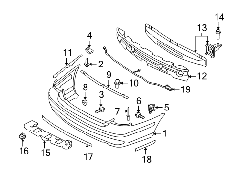 2009 Kia Amanti Rear Bumper Clip NO2-Side Diagram for 0K2C0501B0