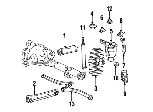 2002 Ford Crown Victoria Rear Suspension Components, Lower Control Arm, Upper Control Arm, Ride Control, Stabilizer Bar Height Sensor Diagram for F8AZ-5359-AA