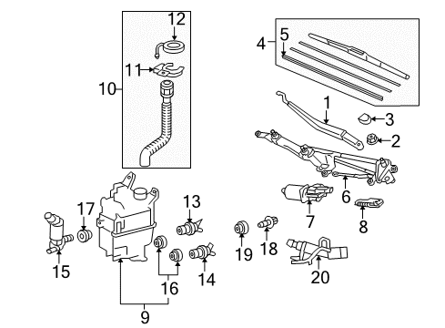 2011 Lexus RX350 Wiper & Washer Components Front Wiper Blade, Left Diagram for 85222-0E020
