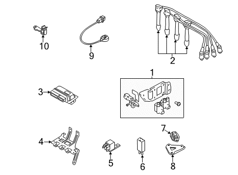 2002 Hyundai Accent Ignition System Coil Assembly-Ignition Diagram for 27301-26600