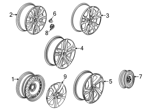 2022 Chevrolet Trailblazer Wheels Wheel Cover Diagram for 42538448