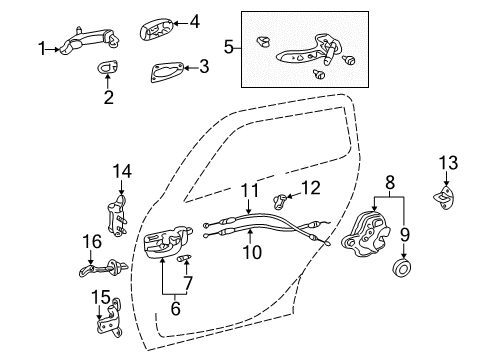 2006 Scion xA Rear Door Frame Diagram for 69204-52020