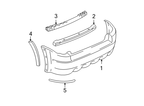 2003 Ford Escape Rear Bumper Wheel Opening Molding Diagram for 3L8Z-7829164-AAPTM