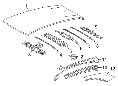 2019 Lexus UX250h Roof & Components Rail Sub-Assembly, Roof Diagram for 61203-76020