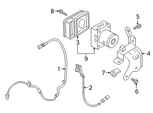 2013 Ford Expedition ABS Components Mount Bracket Bolt Diagram for 7L2Z-2M101-A