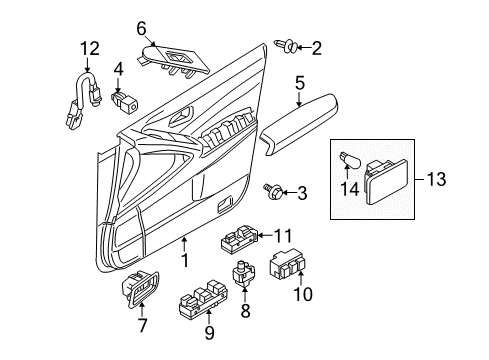 2009 Nissan Murano Front Door Front Door Armrest Right Diagram for 80940-1AA7B