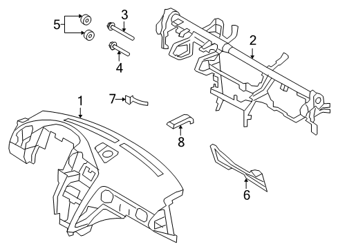 2014 Nissan GT-R Cluster & Switches, Instrument Panel Bolt Diagram for 67869-JF00A