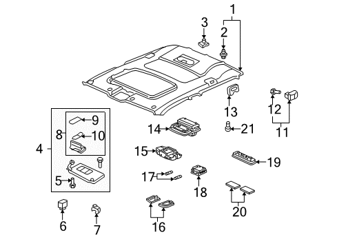 2012 Honda Ridgeline Interior Trim - Roof Base (Light Beige) Diagram for 34403-SEP-A01ZF