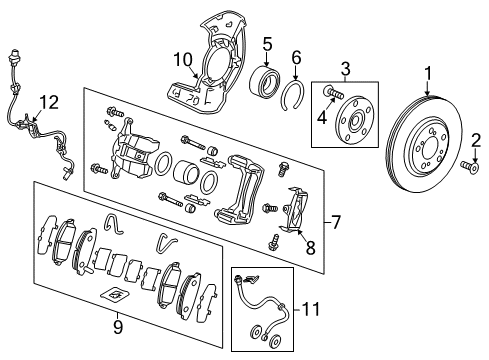 2015 Acura RLX Anti-Lock Brakes Caliper Sub-Assembly, Left Front Diagram for 45019-TY2-A01