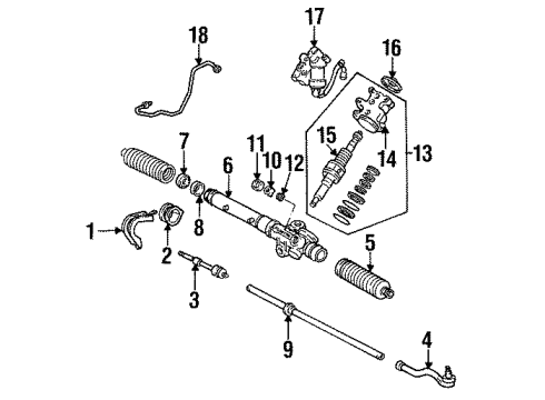 1996 Lexus SC400 Steering Column & Wheel, Steering Gear & Linkage Boot, Steering Rack, NO.1 Diagram for 45535-24030