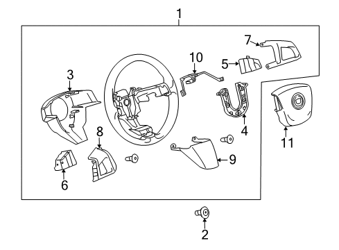 2010 Cadillac SRX Steering Column, Steering Wheel Steering Wheel Diagram for 20825355