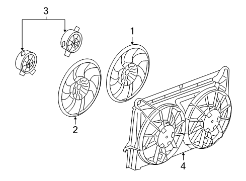 2006 GMC Sierra 1500 Cooling System, Radiator, Water Pump, Cooling Fan Shroud Kit, Engine Electric Coolant Fan Diagram for 89023365