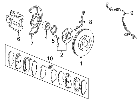 2005 Honda CR-V Anti-Lock Brakes Sensor Assembly, Right Front Diagram for 57450-S9A-013