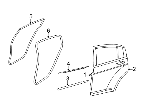 2009 Chrysler Sebring Rear Door WEATHERSTRIP-Rear Door Body Mounted Diagram for 1DZ08XXXAF