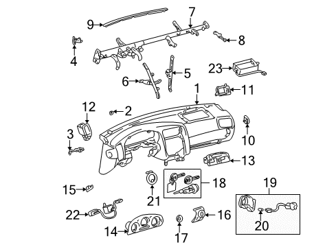 2004 Lexus GS300 Cluster & Switches, Instrument Panel Cylinder Set, Lock W Diagram for 89073-30060