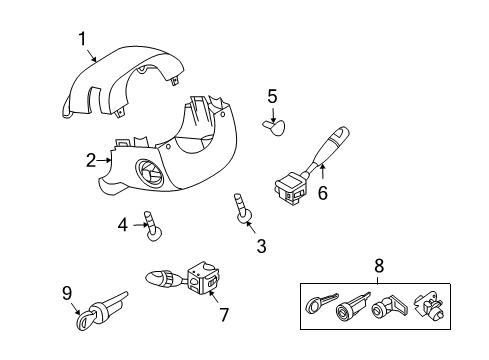 2009 Chevrolet Aveo Switches Upper Column Cover Diagram for 96984319