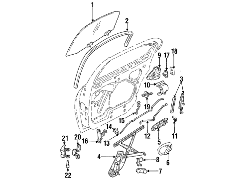 1999 Dodge Stratus Rear Door Glass & Hardware, Lock & Hardware Rear Door Latch Diagram for 4814176AB