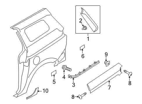 2017 Kia Sedona Exterior Trim - Side Panel Cover Assembly-Rail, LH Diagram for 83905A9000