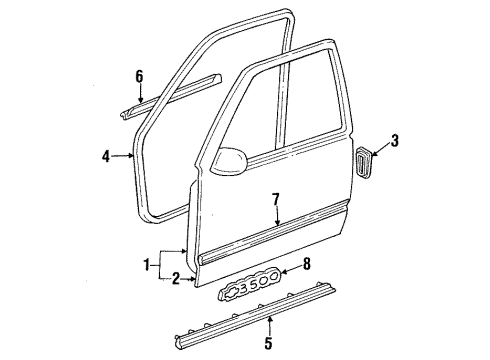 1993 Chevrolet C1500 Suburban Front Door Nameplate Diagram for 15551231