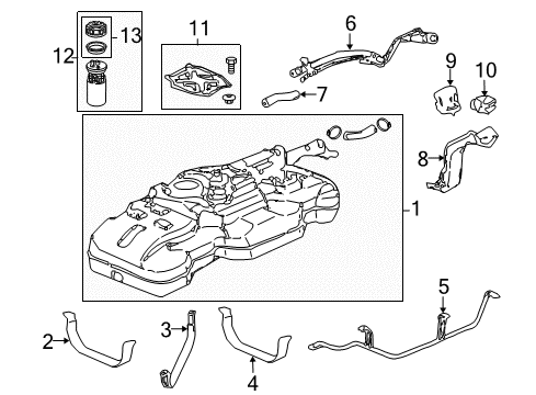 2010 Honda Element Fuel Supply Band, Rear Fuel Tank Mounting Diagram for 17522-SCV-A00