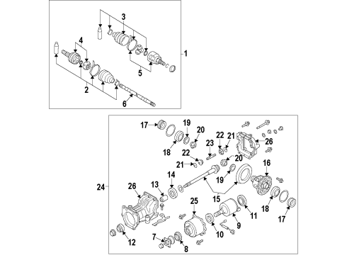 2010 Nissan Rogue Rear Axle, Axle Shafts & Joints, Differential, Drive Axles, Propeller Shaft Bearing-Differential Diagram for 38440-4BF0B
