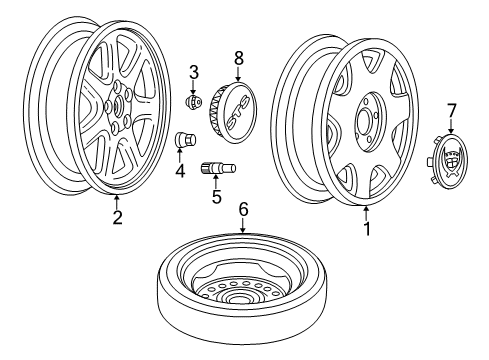 2004 Cadillac Seville Wheels, Covers & Trim Hub Cap ASSEMBLY (Painted) *Painted Diagram for 9594638