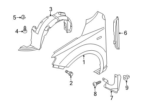 2012 Kia Forte Koup Fender & Components, Exterior Trim Guard Assembly-Front Wheel Diagram for 868111M301