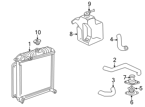 1995 Dodge B2500 Radiator & Components -28"-As PURCH Diagram for 52029117