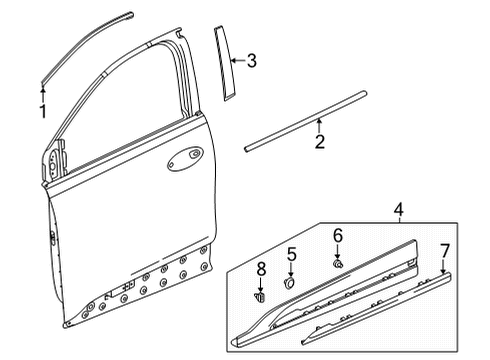 2022 Chevrolet Bolt EUV Exterior Trim - Front Door Belt Molding Diagram for 42769462