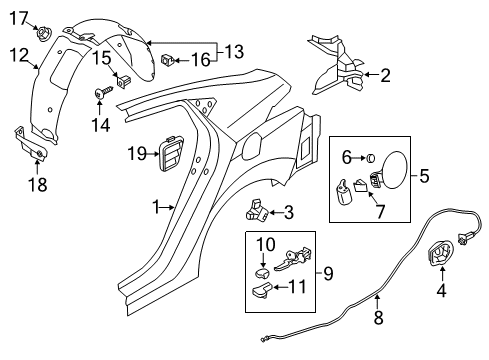 2011 Hyundai Elantra Trunk Rear Trunk Lock Actuator Motor Tail Gate Latch Diagram for 81230-3X000