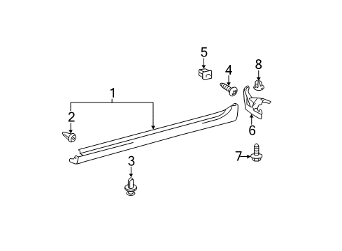 2007 Toyota Camry Exterior Trim - Pillars, Rocker & Floor Rocker Molding Diagram for 75850-33030-J1