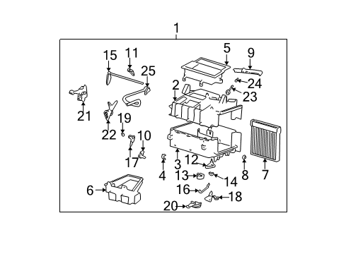 2001 Hyundai Sonata A/C & Heater Control Units Heater Unit Diagram for 97200-38200