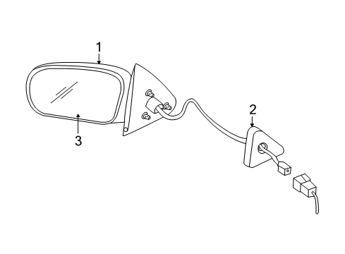 2002 Pontiac Grand Am Outside Mirrors Mirror Asm-Outside Rear View *Black Diagram for 22724871