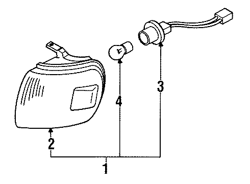 1991 Nissan Sentra Bulbs RH Front Combination Lamp Housing Diagram for 26124-65Y00