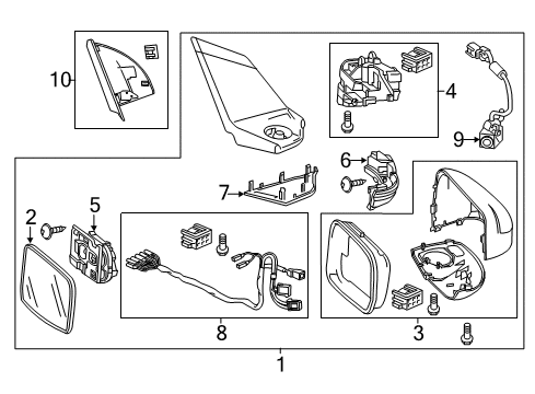 2016 Honda CR-Z Outside Mirrors Mirror Assembly, Driver Side Door (Smart Black) (Coo) (R.C.) Diagram for 76250-SZT-309ZK