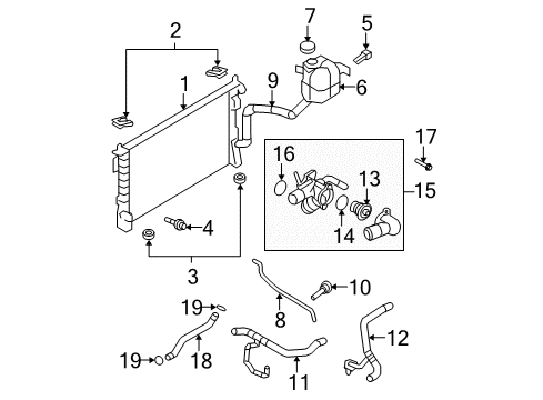 2008 Ford Edge Radiator & Components Housing Assembly Diagram for 7T4Z-8A586-B