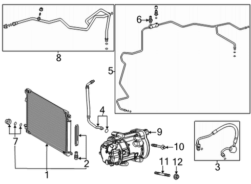 2020 Toyota Highlander A/C Compressor Condenser Diagram for 884A0-08010
