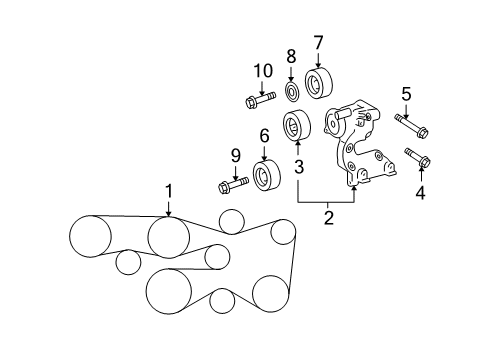 2014 Toyota FJ Cruiser Belts & Pulleys Serpentine Tensioner Diagram for 16620-31051