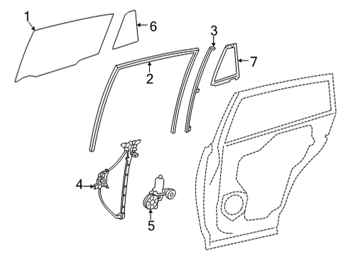 2022 Toyota Corolla Cross Front Door Glass & Hardware Window Regulator Diagram for 69804-0A020