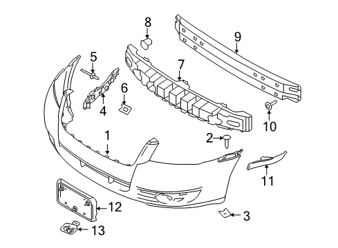 2009 Mercury Sable Front Bumper Reflector Diagram for 8T5Z-13200-A