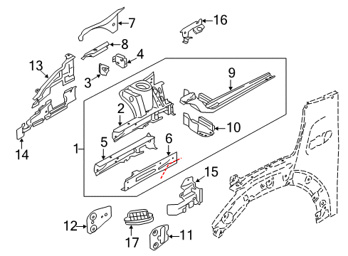 2014 Mini Cooper Structural Components & Rails Rear Left Engine Support Diagram for 41007386991