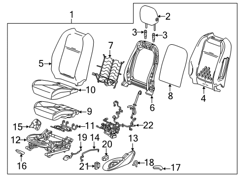 2017 Chevrolet Caprice Front Seat Components Tilt Lever Diagram for 84901621