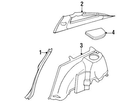 1989 Nissan 300ZX Interior Trim - Quarter Panels GARNISH-Center Pillar RH Diagram for 76940-16P00