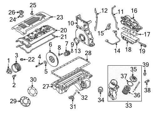 2001 BMW M3 Engine Parts Knock Sensor Diagram for 12147839167