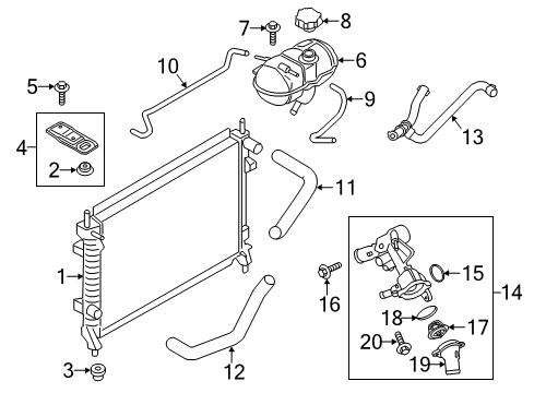 2017 Ford Mustang Radiator & Components Thermostat Diagram for BL3Z-8575-B