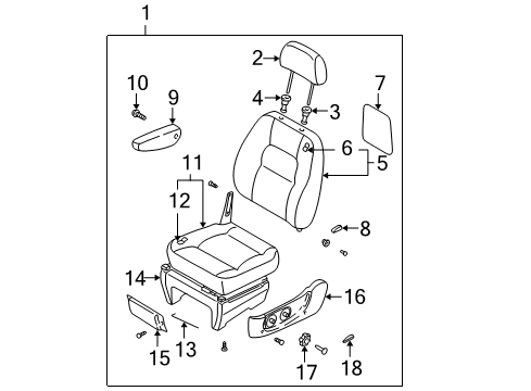 2004 Kia Sedona Front Seat Components Back-Front Seat, LH Diagram for 0K52Y57150ACQ3